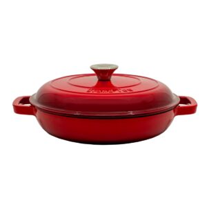 Red Deep Frying Pan With Lid, 2.6l.